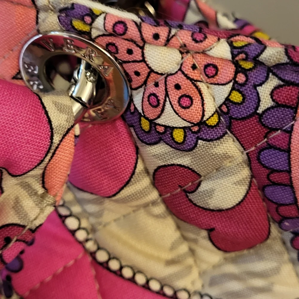 Vera Bradley Retired 2007 Paisley Meets Plaid Pink/Gray Satchel Shoulder Strap